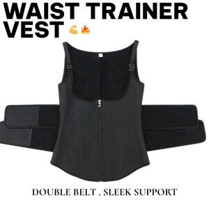 💪Sculpt & Support 2-Belt Zip-Up Waist Trainer Vest – Racerback • Adjustable Fit